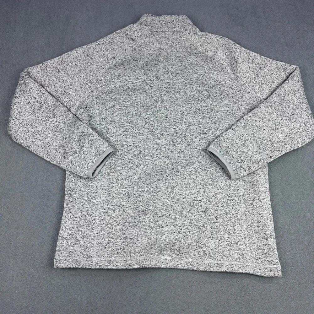 George Mens Quarter Zip Pullover Sweater Marled Grey Fleece Lined Large 42-44